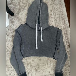 BDG - Dark Grey Cropped Hoodie Sweatshirt